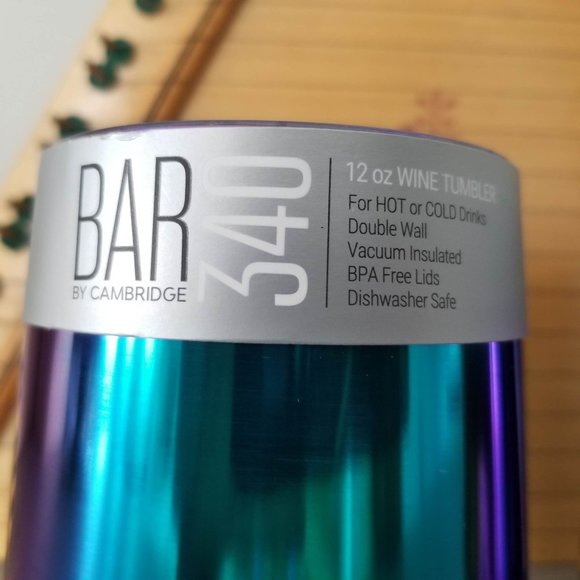 Rainbow Stemless Wine Tumblers with Lids, Set of 2. Bar 340 by Cambridge. NWT - Picture 6 of 12